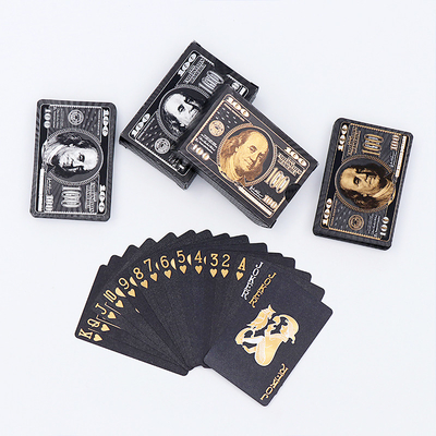 comprare Disegno unico su misura USA Dollar Pattern Carte da gioco Fabbrica Stampa Durabile Nero Plastico PVC Poker impermeabile online manufacture