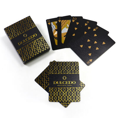 comprare Disegno personalizzato Matte Gold Foil Poker Cards con 310gm Black Core Paper e lussuoso disegno geometrico online manufacture
