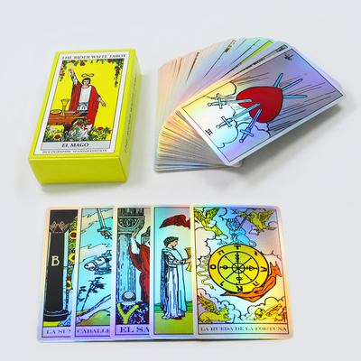 Al dettaglio carte di tarot oracolo personalizzate a vendita calda carta da gioco laser con libretto