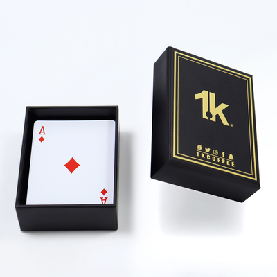 Set di carte da poker stampate su misura con scatola di foglio d'oro 100% impermeabile e logo personalizzato