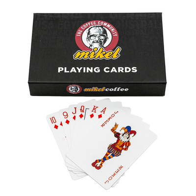 Logo personalizzato Caffè Rilassamento Set di carte da gioco Due coppie di plastica Lingua spagnola