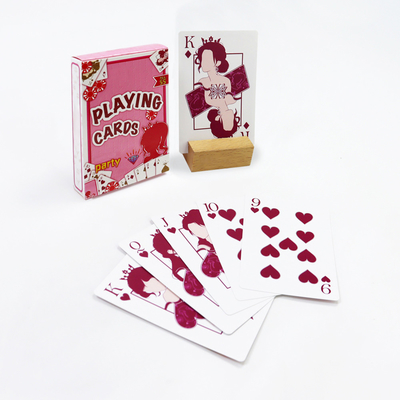 Stampa in CMYK di giochi da tavolo personalizzati per la famiglia, carte da gioco rosa con logo personalizzato