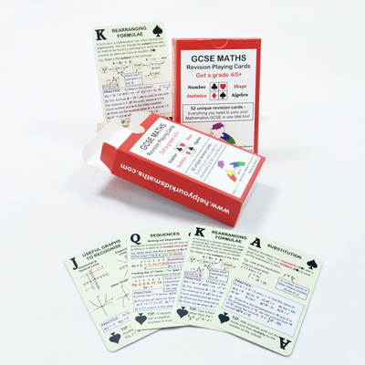 Paper Maths Revision Game Gioco di carte su misura stampato per Let's Talk Learning