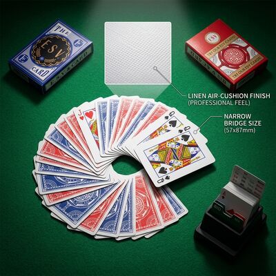 Professional Bridge Size Narrow Playing Cards 57x87mm For Tournament And Contract Bridge Games